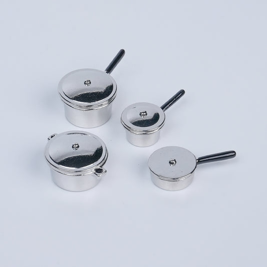 Silver Cooking Pan 4 Pcs Set