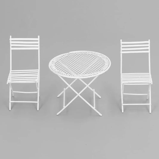 Garden Table and Chair Set - White Colour